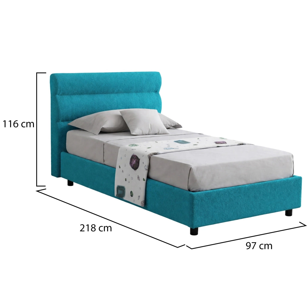Brendola, Letto Singolo Materasso Incluso Made in Italy, Azzurro