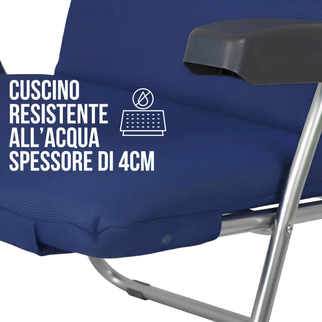 Marvin Sdraio da Giardino in Alluminio Reclinabile in 5 Posizioni Hawaii, Poltrona Sedia Sdraio con Cuscino Imbottito 4c