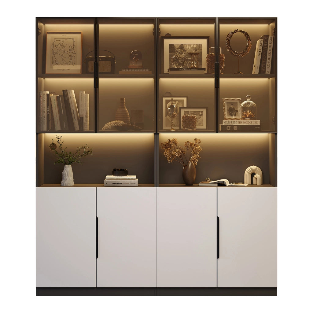Vetrina moderna con LED - Zephmum- 30*160*200cm- Bianco e nero- Temperatura e luminosit¨¤ regolabili