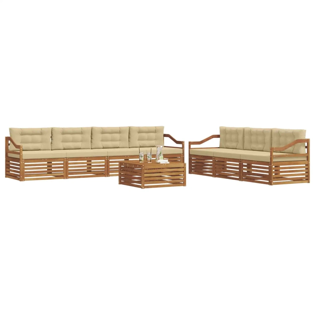 Set di divani da esterno con cuscino 8 pcs Naturale e Beige
