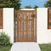 Cancello da giardino 100x150 cm in acciaio Corten e design in bambù 153187