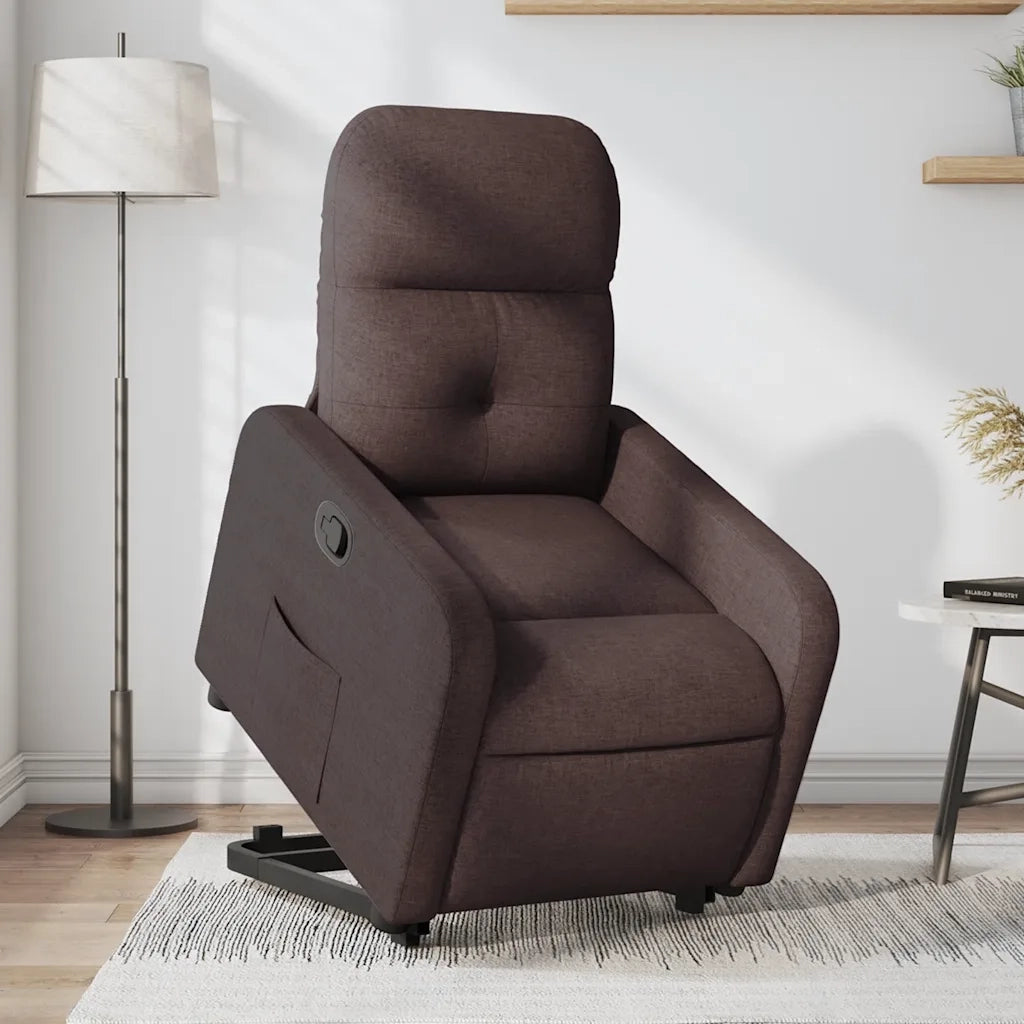 Poltrona Alzapersona Reclinabile Marrone Scuro in Tessuto 3206800