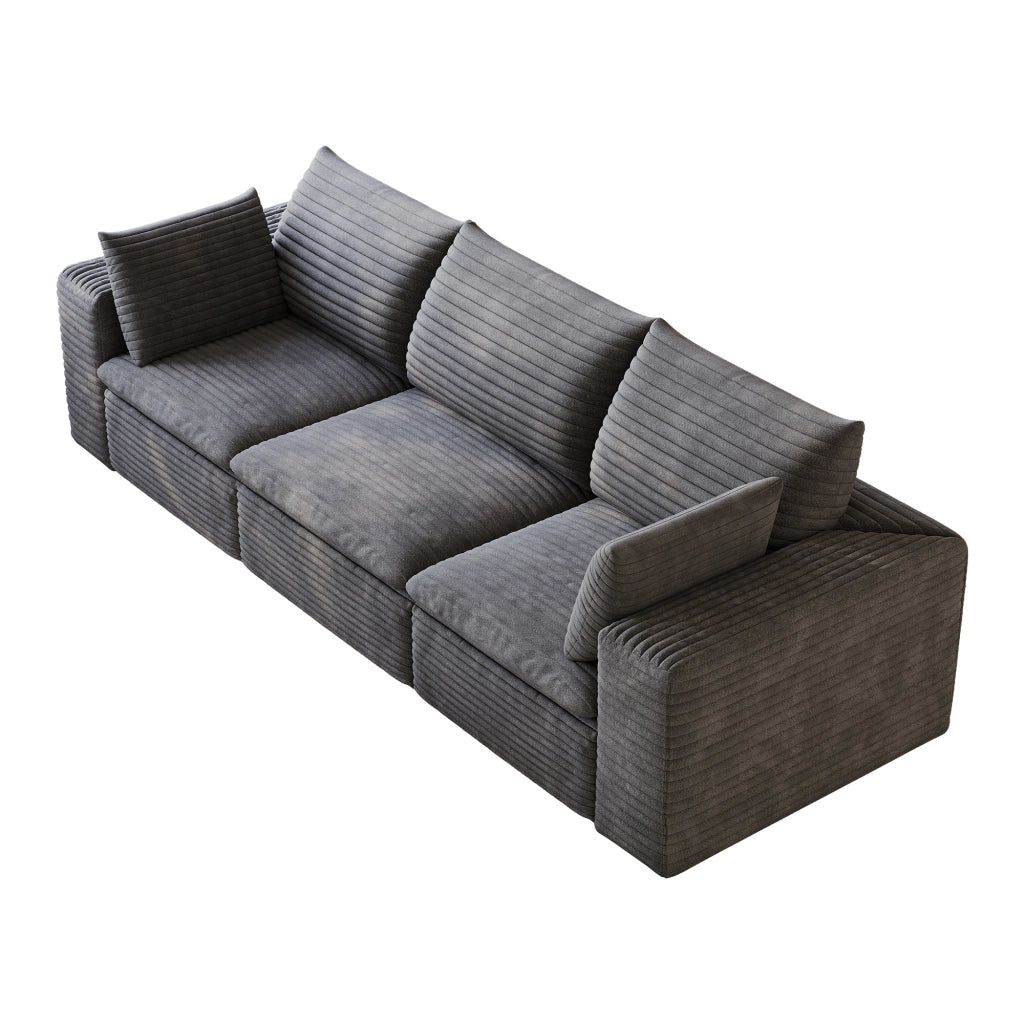 Divano Cloud 260 cm ¨C MINIMAL ¨C Velluto a Coste Grigio Scuro, Imbottito, Senza Montaggio