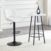 Tavolo Bar con Vano Contenitore ¨C MINIMAL ¨C Rotondo, Effetto Marmo Bianco, Telaio Metallo Nero, ?60x89cm