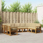 Set di divani da esterno con cuscino 9 pcs Naturale e Beige 3366996