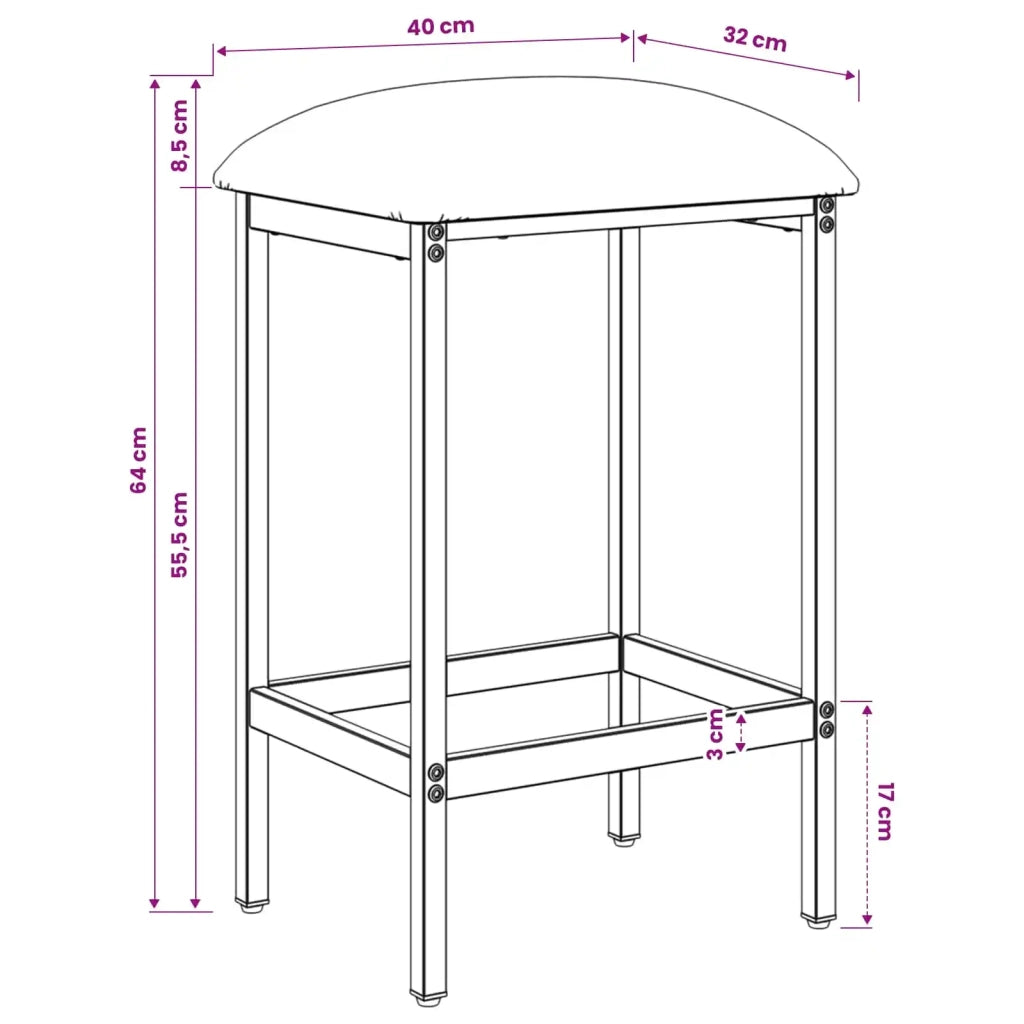 Sgabello da bar 2 pcs Tortora 40 x 32 x 64 cm 8006166