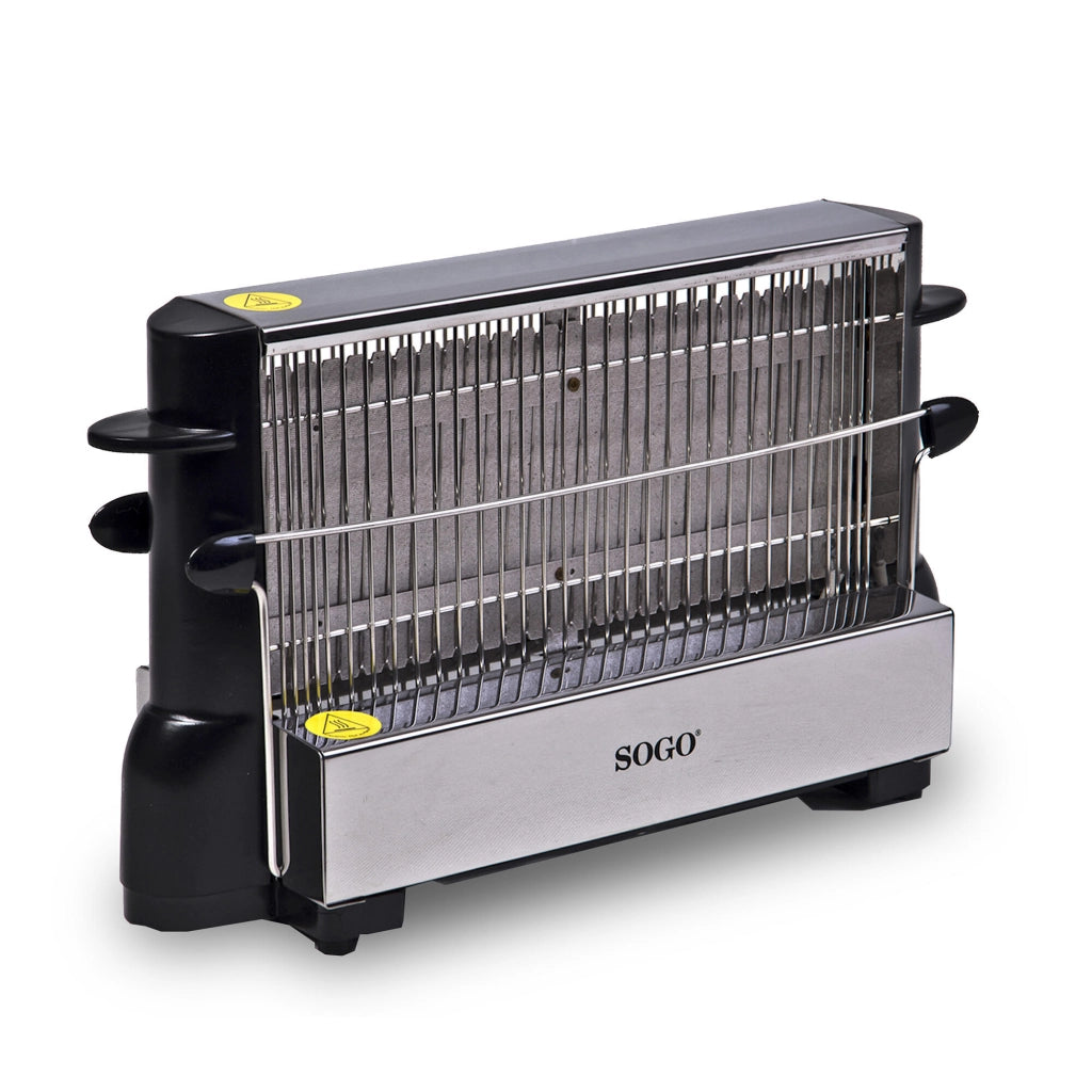 Tostapane elettrico verticale 4 fette, griglia acciaio inox con pinze estrazione, sistema manuale monolatero 700W - SOGO
