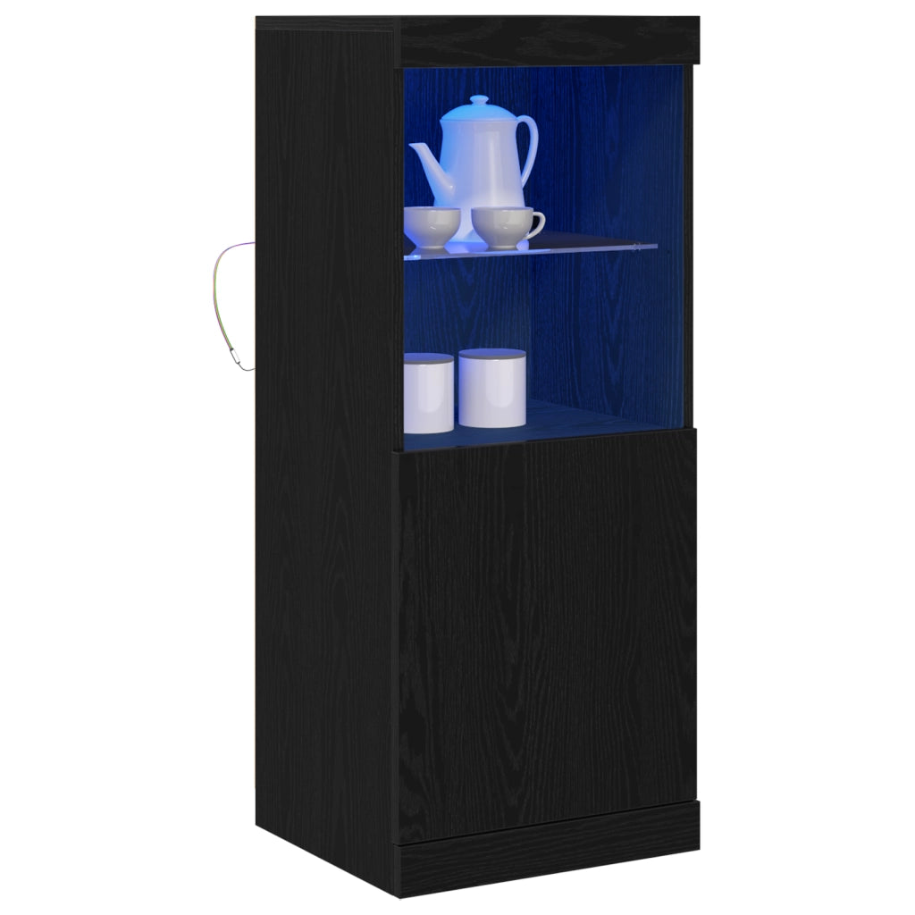sideboard  con luci LED rovere nero 41x37x100 cm