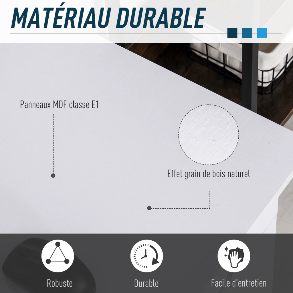 Scrivania per computer con scaffale e cassetto ¨C zephmum ¨C bianco MDF 120x60x74 cm