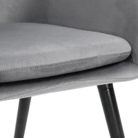 Set di 2 Sedie per Sala da Pranzo con Braccioli Imbottite e in Velluto, 54x56x74cm, Grigio