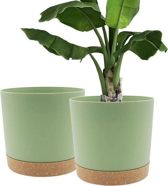 Set di vasi per piante da 2 pezzi - vasi per piante da 12 pollici con fori di drenaggio - decorazione moderna per interni e esterni - verde 12 pollici