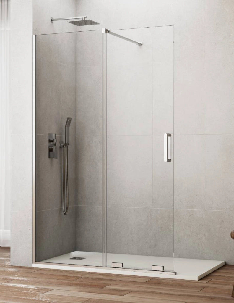 Porta doccia scorrevole 1+1 CIRENE (KENNA) Walk-in 150 cm Profilo Cromo