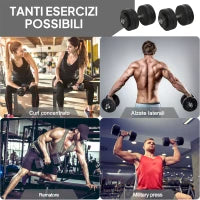 Set Manubri Palestra 50kg (8x5kg, 4x1.5kg), Pesi Palestra con 12 Dischi da 1.5kg, 5kg, Փ25mm, per Allenamento a Casa