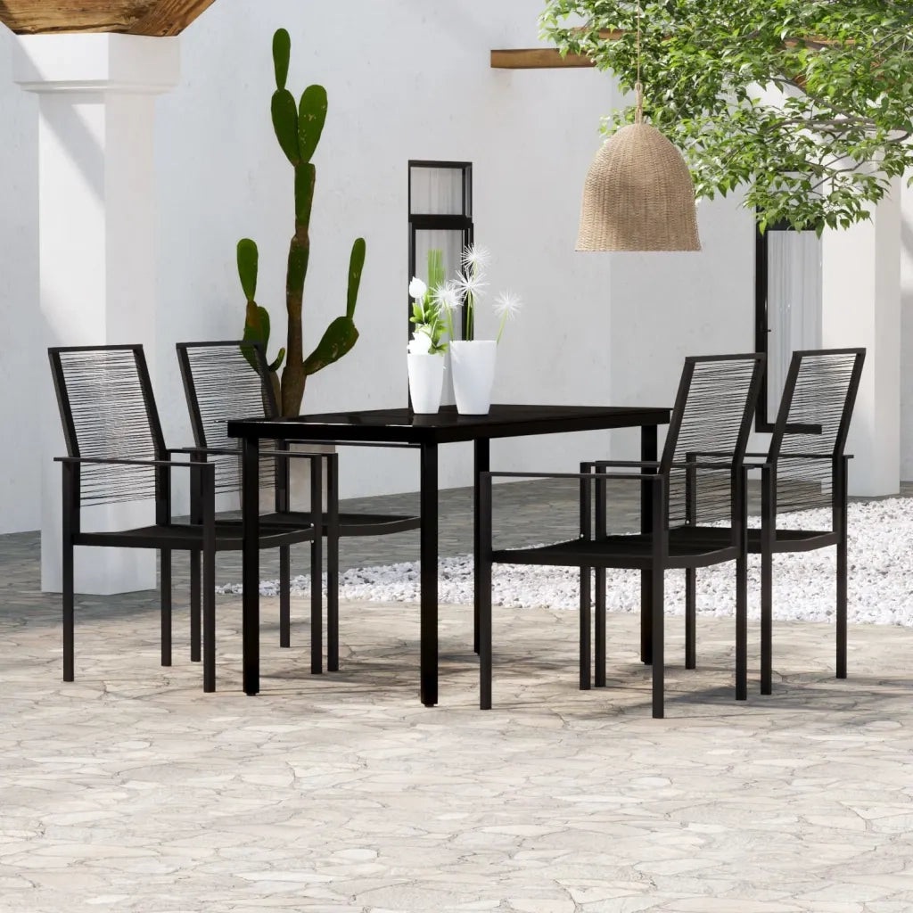Set Mobili da Pranzo per Giardino 5 pz Nero cod mxl 35493