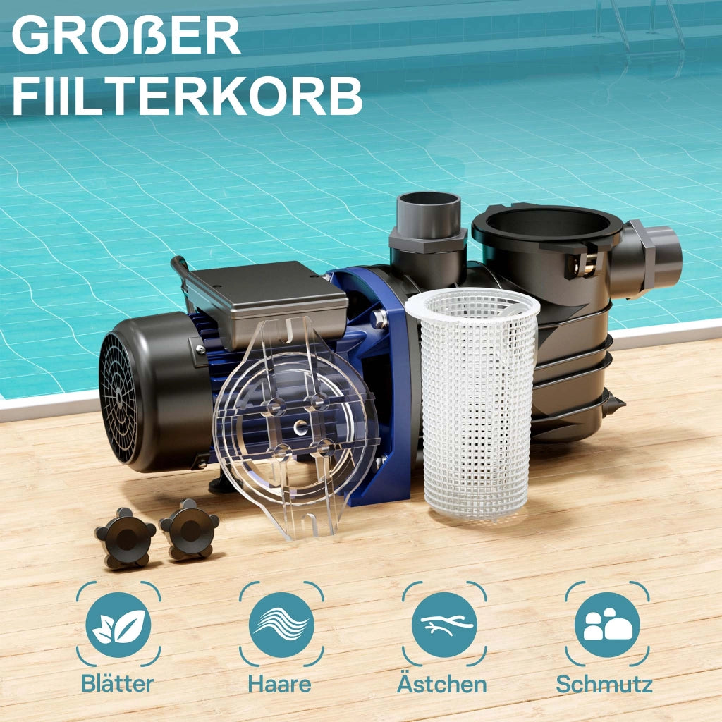Pompa piscina per ricircolo e filtraggio 17700 l/h 1100 W Pompa di circolazione