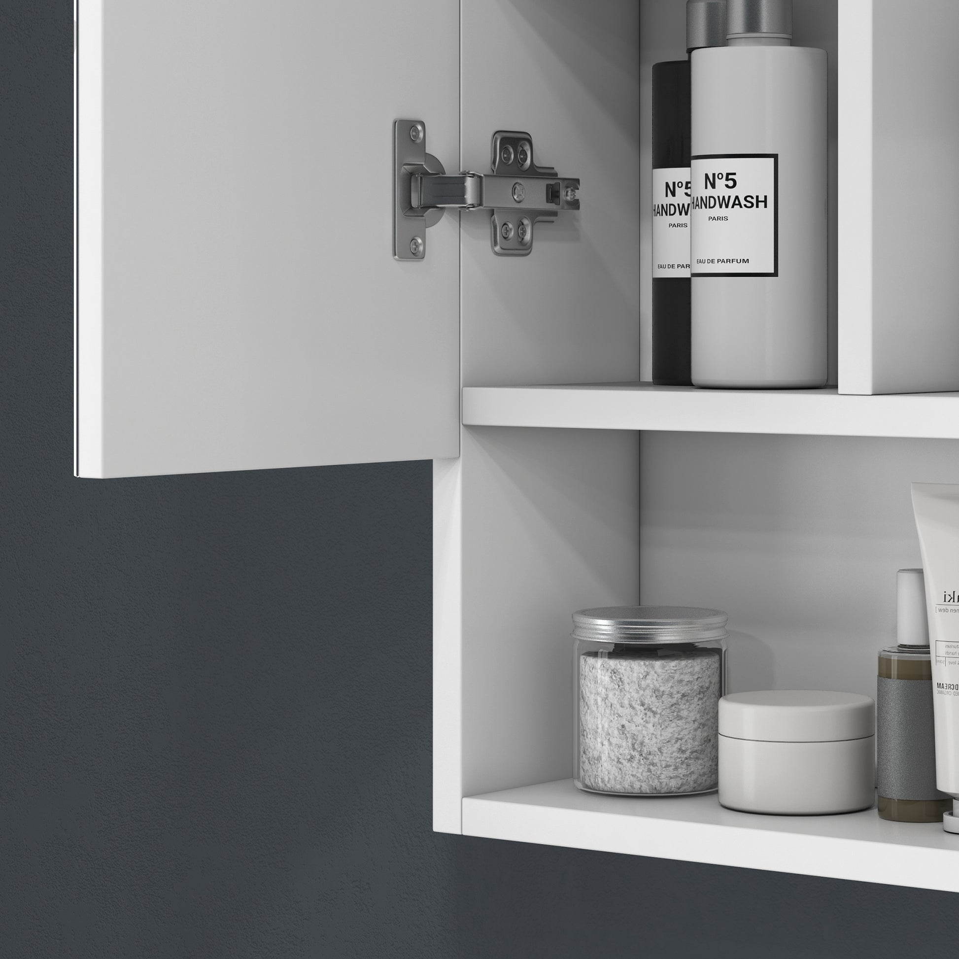 Armadietto da Bagno 90x15x75 cm con Specchio 3 Ante Soft Close e Ripiani Regolabili in MDF Bianco