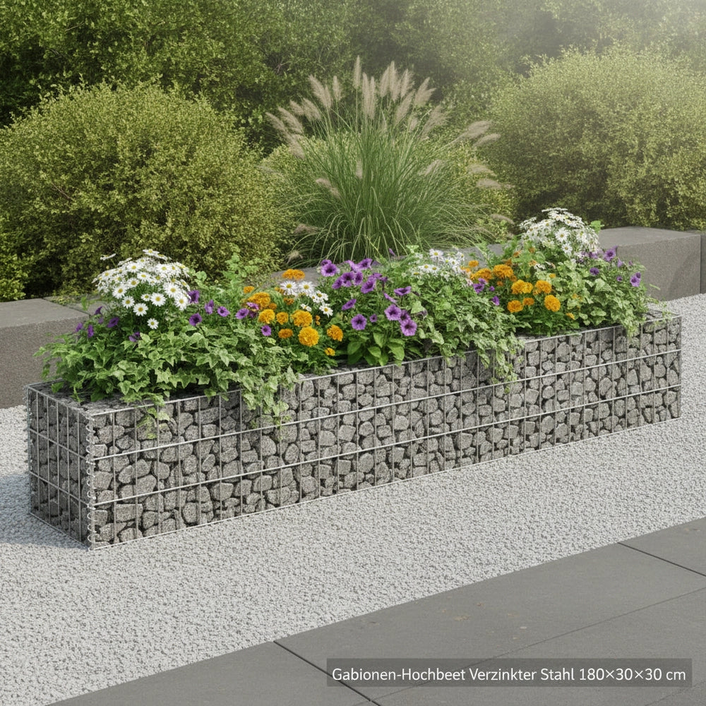Gabion Raised Bed Galvanized Steel 180x30x30 Cm