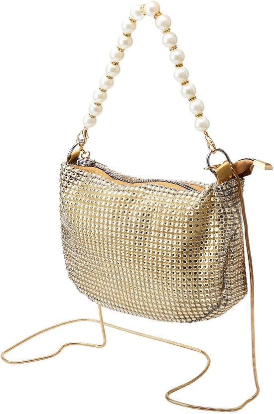 Borsa da sera per donne, clutch con cinturino rimovibile, borsa da sposa con zip, borsa da sposa elegante con motivi di diamante, borsa a tracolla per gala serale, matrimonio, cena di nozze