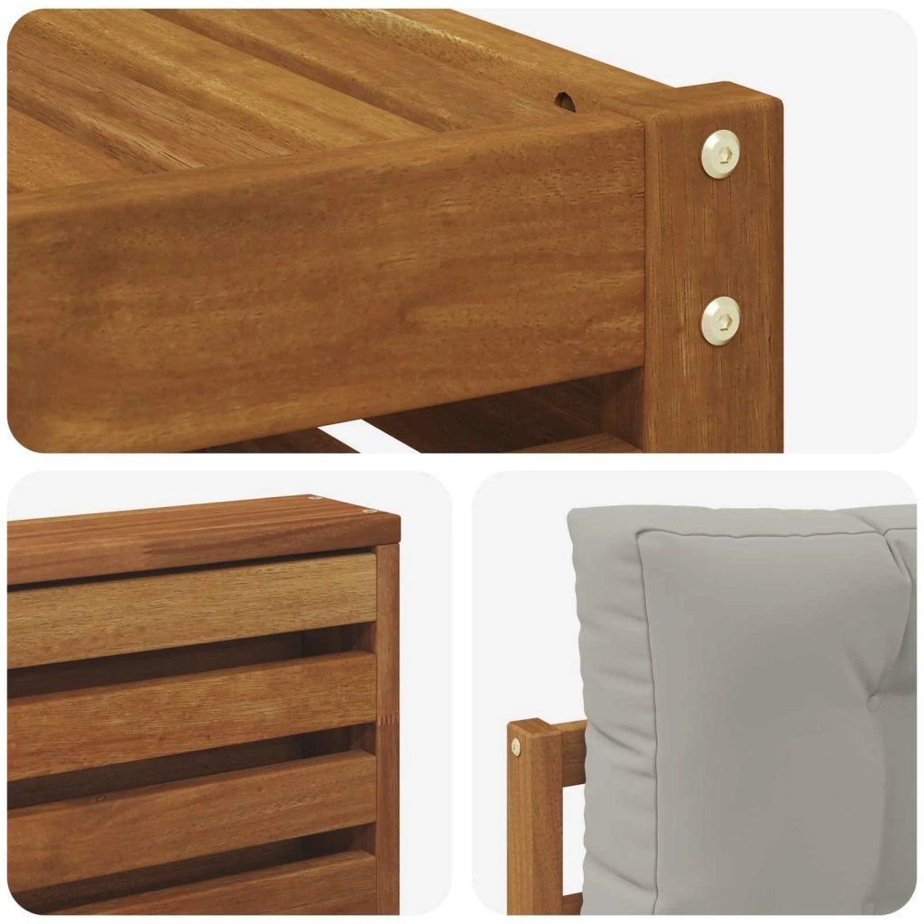 Set di divani da esterno 5 pcs Grigio Naturale e Chiaro