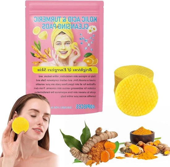 40 pezzi di Dischetti di Rinvenimento con Acido Kojico e Curcuma - Pannelli Compressi con Acido Kojico e Curcuma - Rimuove macchie scure - Skincare coreano