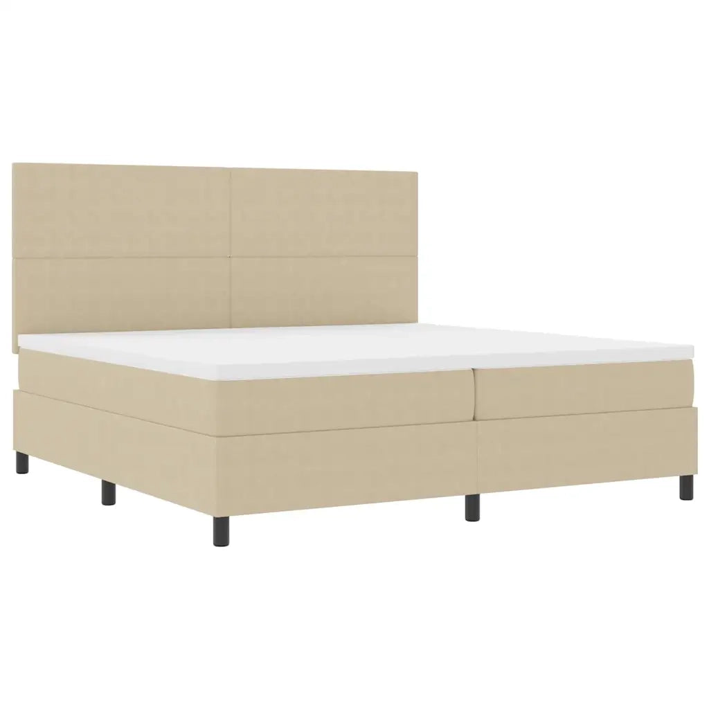 Letto a molle con testiera Grigio chiaro e bianco 200 x 200 cm 3337574