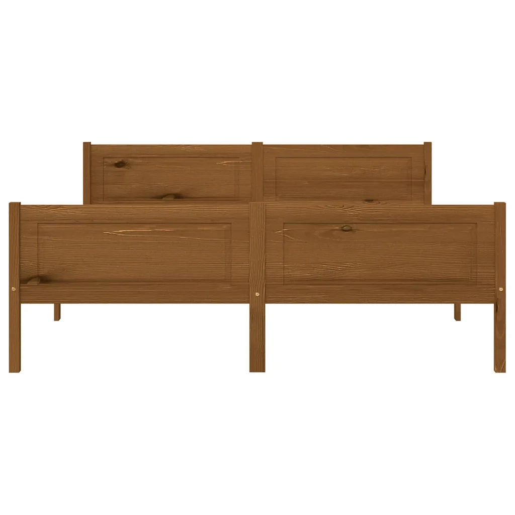 Giroletto-Struttura Letto in Legno Massello di Pino Marrone Ambrato 140x200 cm