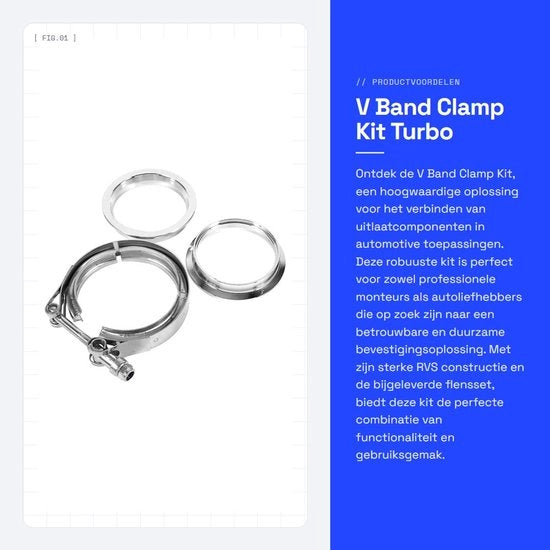 Set di V Band per 3" - Acciaio Inossidabile - 1 Viti + 2 Flangia - Duraturo - Facile da Installare - Adatto per Componenti di Scarico - Viti di Scarico