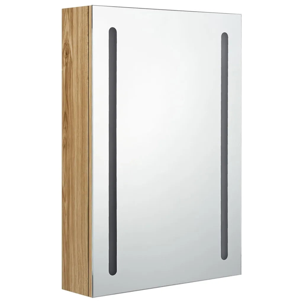 Armadietto Bagno con Specchio e LED-Mobile bagno con specchio Rovere 50x13x70 cm 314798