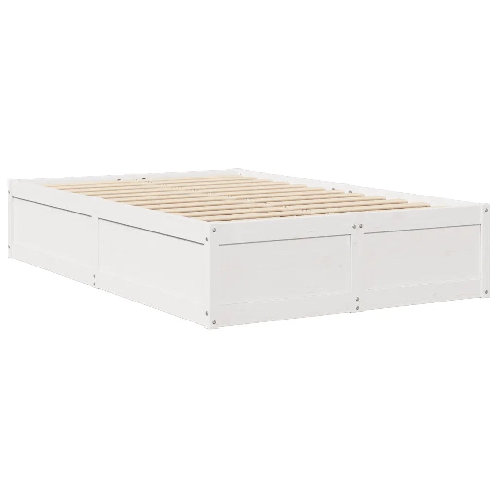 Letto senza Materasso Bianco 135x190 cm Legno Massello di Pino 3282385