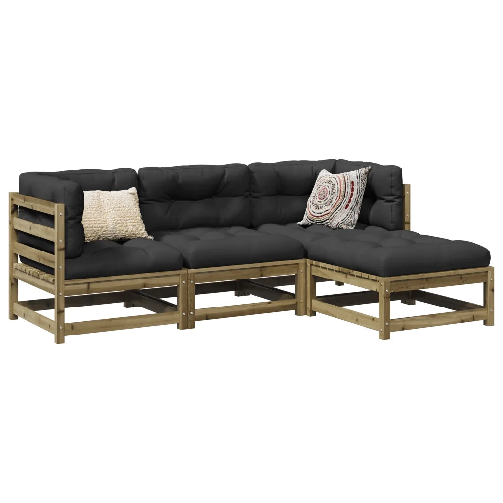 vidaXL Set Divani da Giardino 4 pz in Legno Impregnato di Pino
