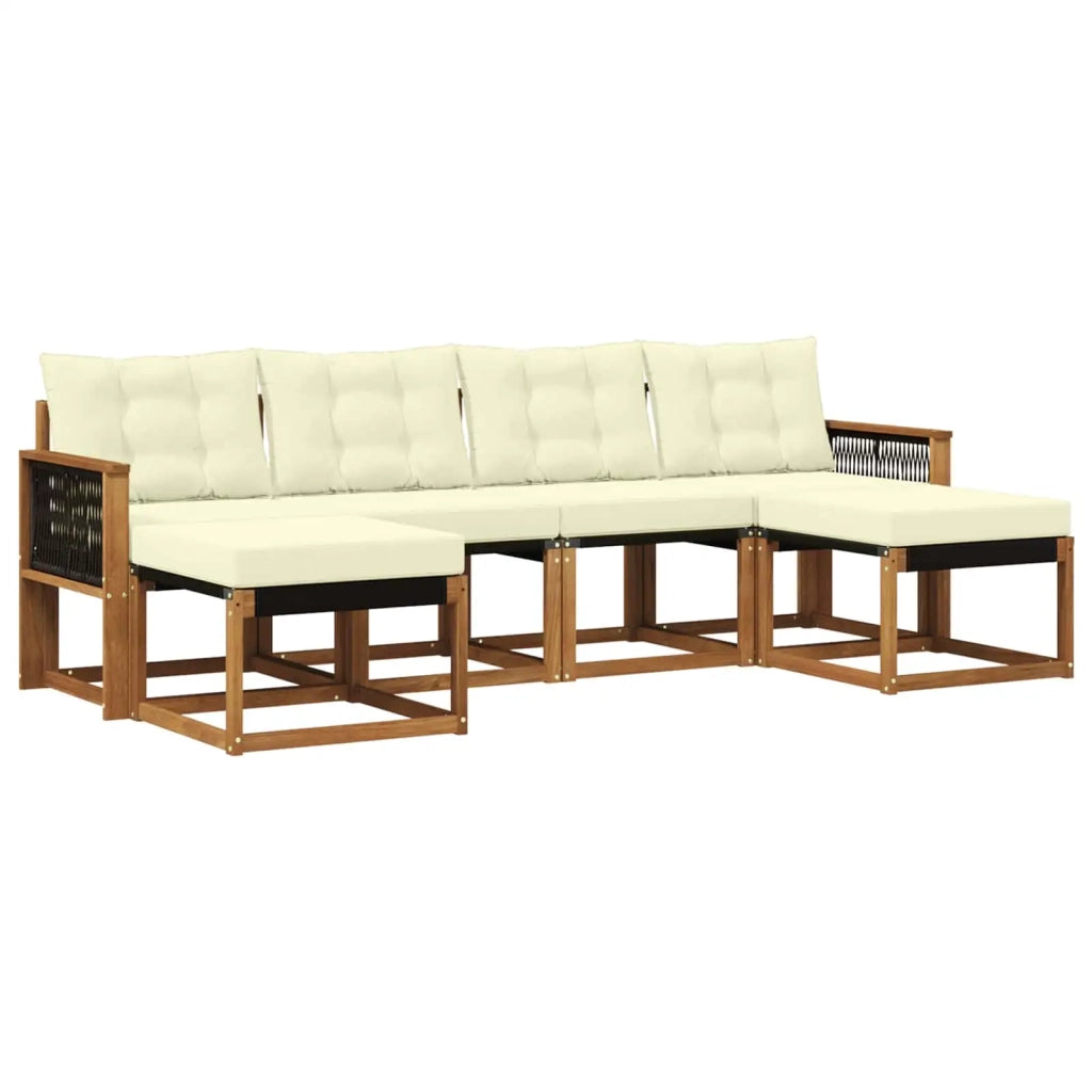 Set di divani da esterno con cuscino 6 pcs Naturale e Crema