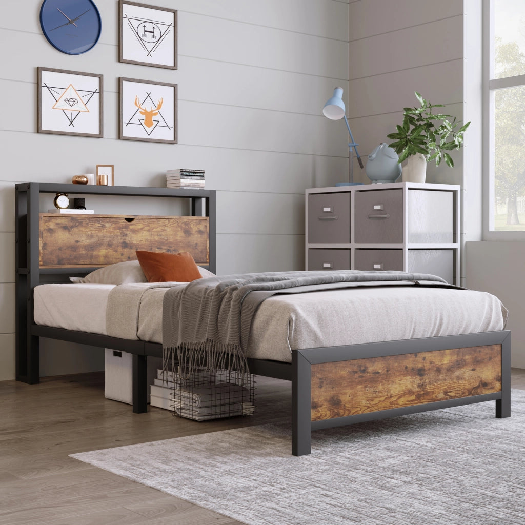 Letto Contenitore Letto Matrimoniale con USB e LED 180×200 cm; senza Materasso; Tessuto Grigio