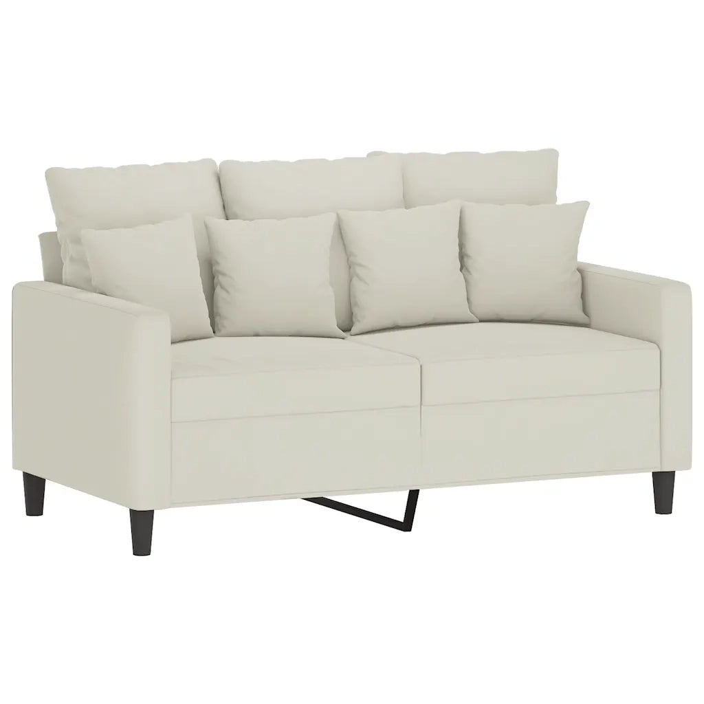 Set di Divani 3 pz con Cuscini Crema in Velluto
