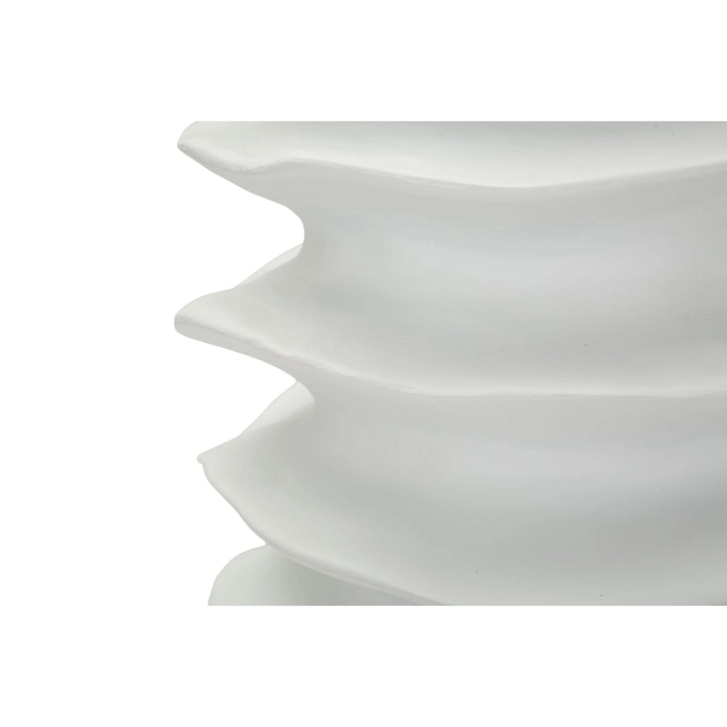 Vaso decorativo moderno a fasce ondulate bianco