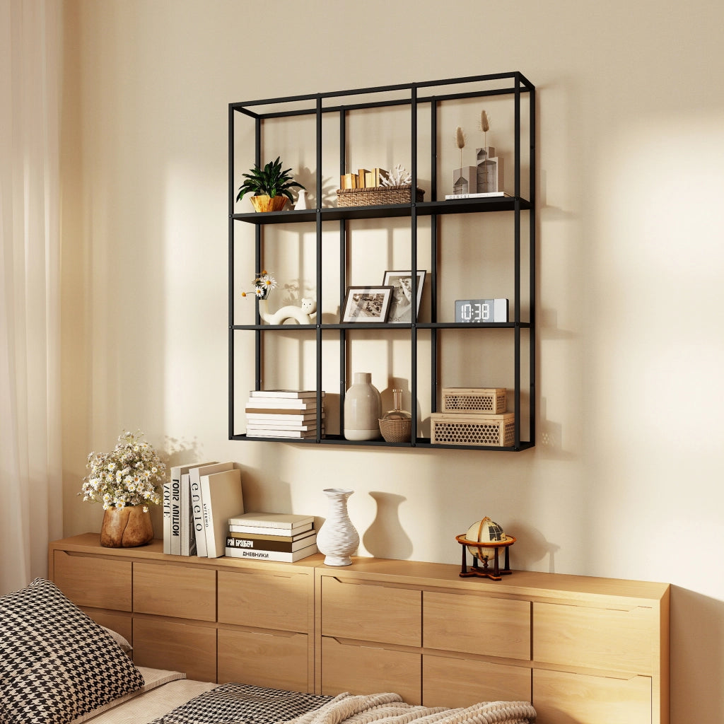 Libreria a Parete Industriale con 9 Ripiani ¨C Zephmum ¨C Grigio Metallico 80x30x24 cm