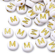 Acquasanti 360 pezzi - Corona rotonda - Acquasanti - Perle alfabetiche - Lettera M - 7x3,5mm - Foro 1,2mm - Perle alfabetiche