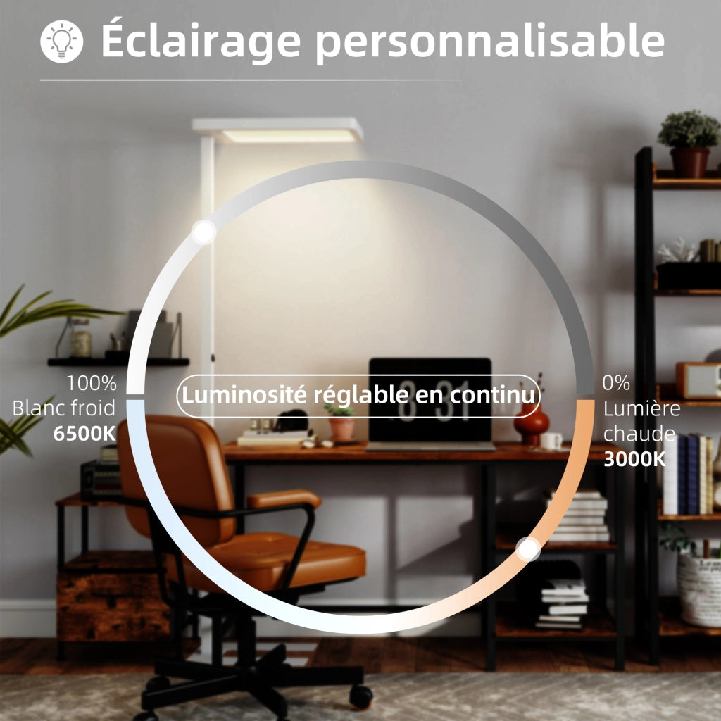 Lampada da terra LED dimmerabile per soggiorno ¨C zephmum ¨C 60x32x196 cm bianca