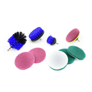 SET 10PZ 3 SPAZZOLE+DISCO IN VELCRO E 6 CUSCINETTI PER TRAPANO SET PULIZIA GEKO G00881