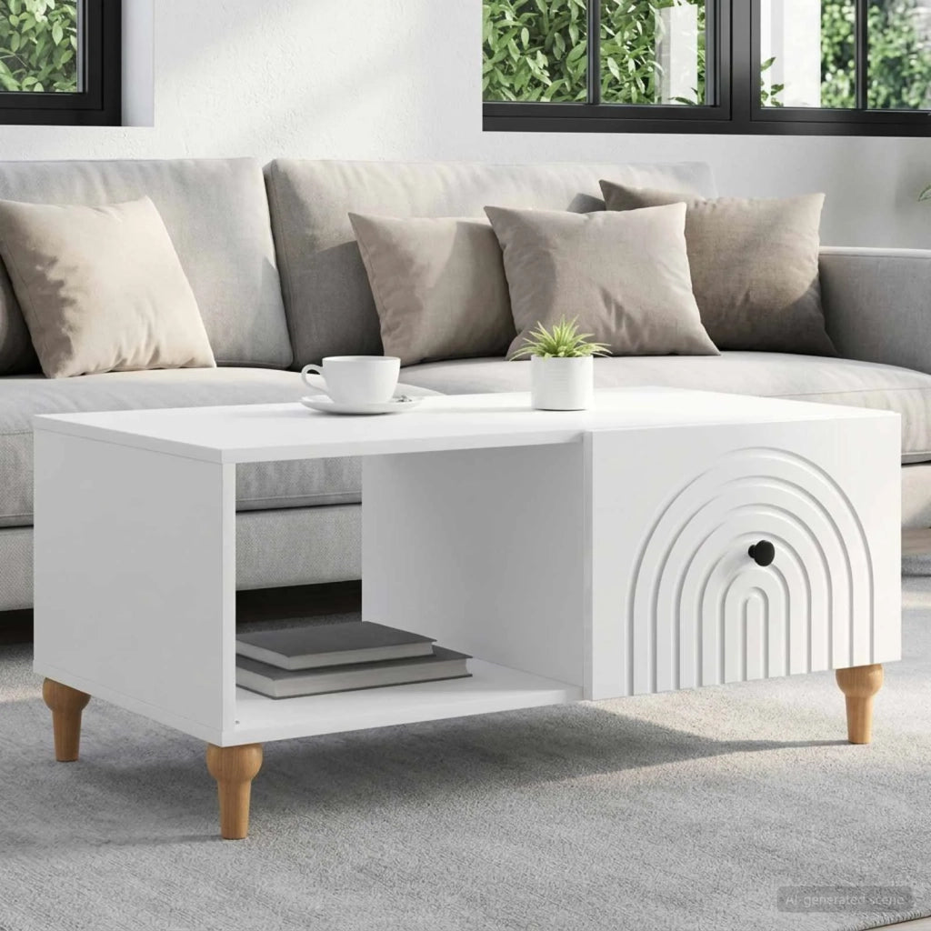 Tavolino da salotto Bianco Lucido 90 x 50 x 40 cm 894269