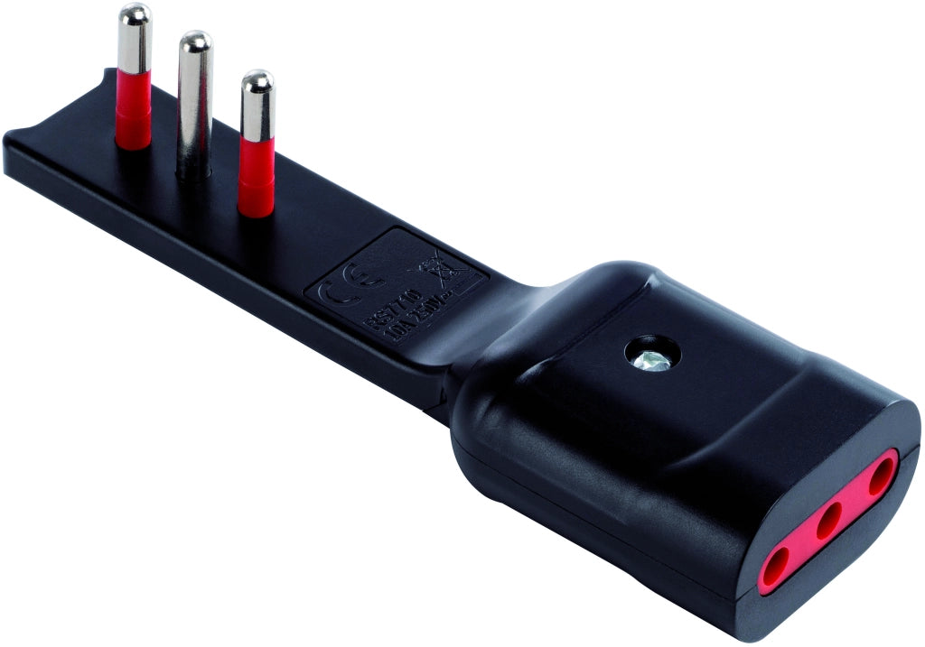 Rosi ADATTATORE ULTRA PIATTO 10Ah  2P+T - Presa 10 Ah  Col. Nero