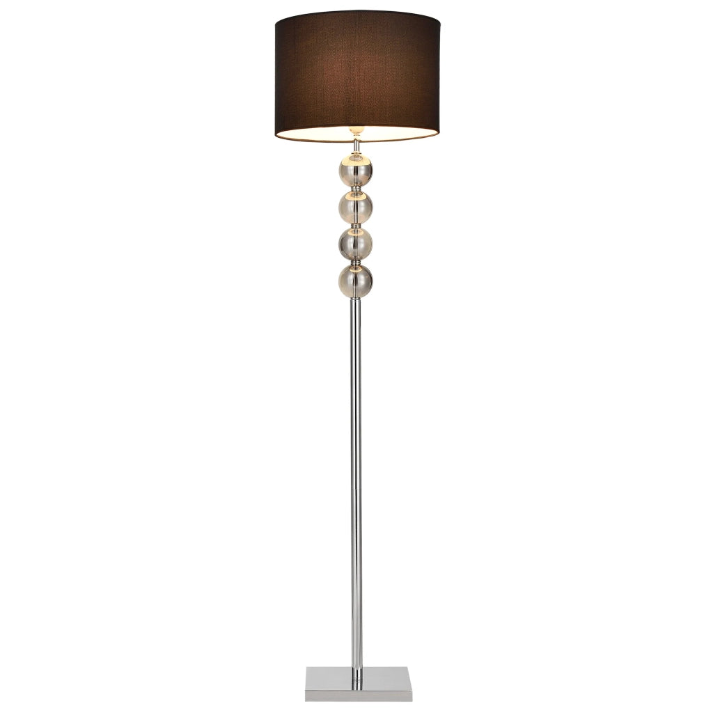 Lampada da terra in metallo lucido con piede in tessuto cromato 155 cm nero 03_0002448