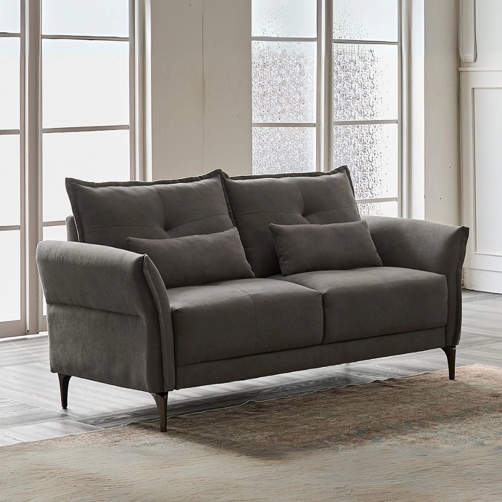 Divano 2 posti Nutmeg in tessuto grigio scuro 160x76x86H