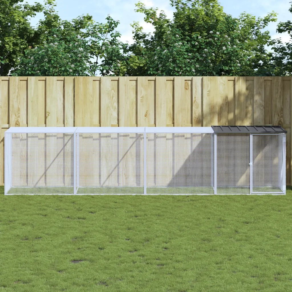 Gabbia Polli con Tetto Antracite 403x98x90 cm Acciaio Zincato 3189040