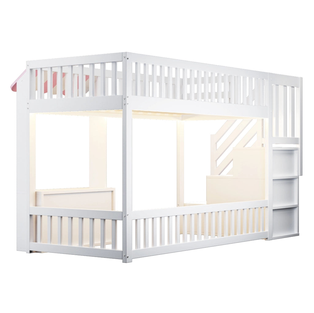 Letto a soppalco multifunzione 90 x 200 cm con luci LED