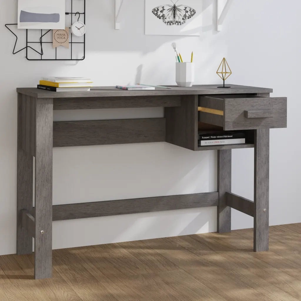 Scrivania | Tavolo da Ufficio HAMAR Grigio Chiaro 110x40x75 cm in Legno di Pino