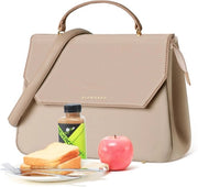 Borsa da pranzo in pelle vegetale per donne – Borsa pranzo isolata e impermeabile – Leggera e impermeabile per lavoro/viaggio – Regalo per insegnante/Madrelingua
