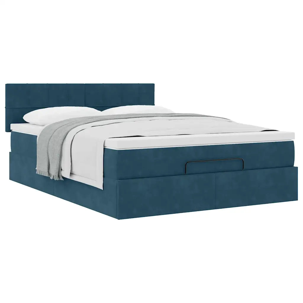 Struttura Letto Pouf con Materasso 140x190 cm in Velluto 3311775
