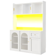 Highboard con luci LED, ripiani regolabili in MDF e PB, bianco, 120x35x167 cm