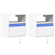 Mobile TV multimediale da parete mensola TV credenza mobile TV per sala da pranzo soggiorno camera da letto con luci LED 2 pezzi 41 x 31 x 45 cm bianco 02_0029105