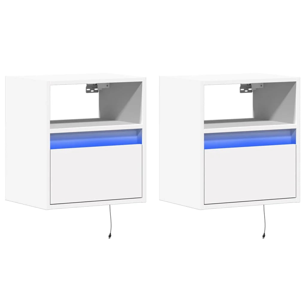 Mobile TV multimediale da parete mensola TV credenza mobile TV per sala da pranzo soggiorno camera da letto con luci LED 2 pezzi 41 x 31 x 45 cm bianco 02_0029105